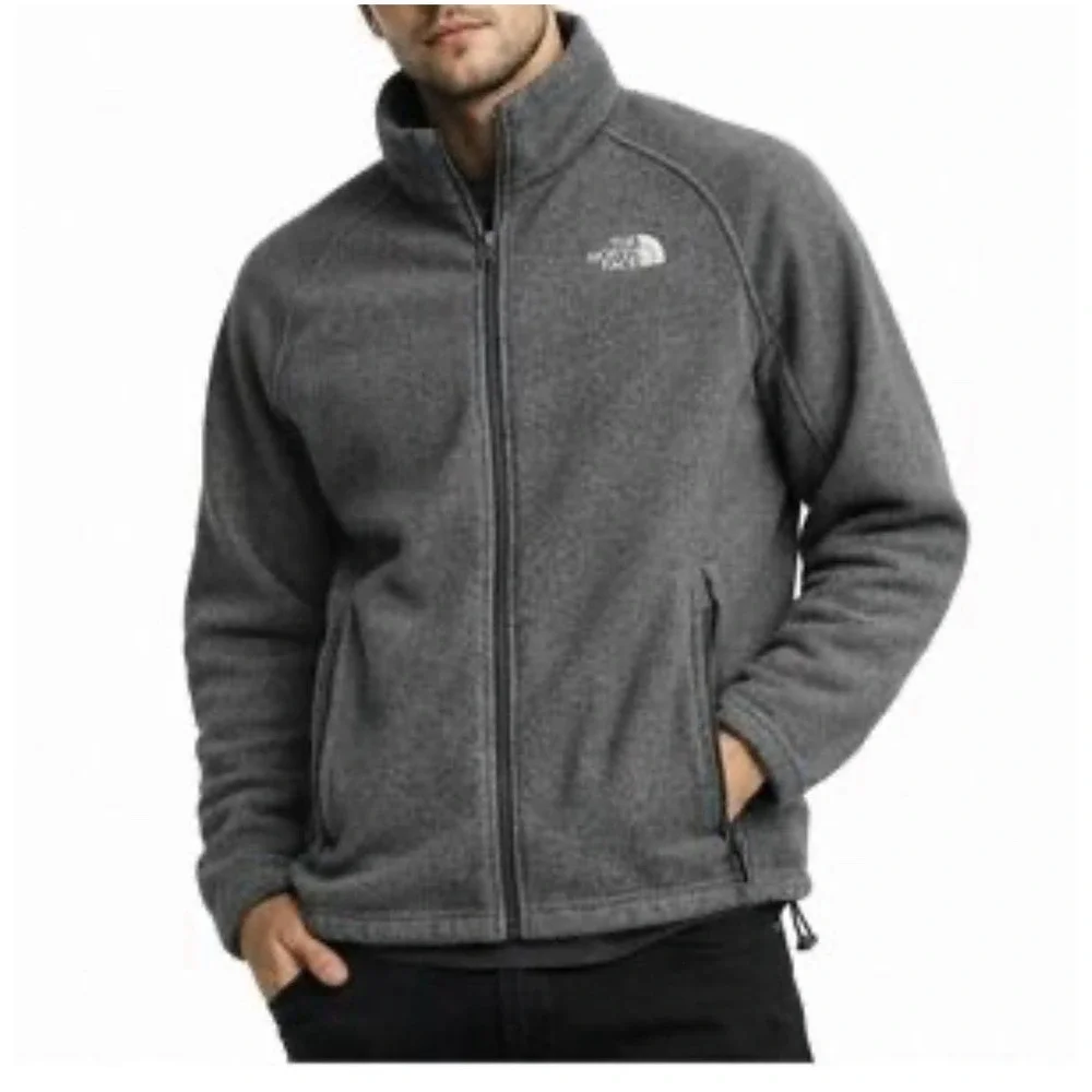 North Face Men's Fleece Jacket size M Gray Full Zip Long Sleeve gorpcore outdoor